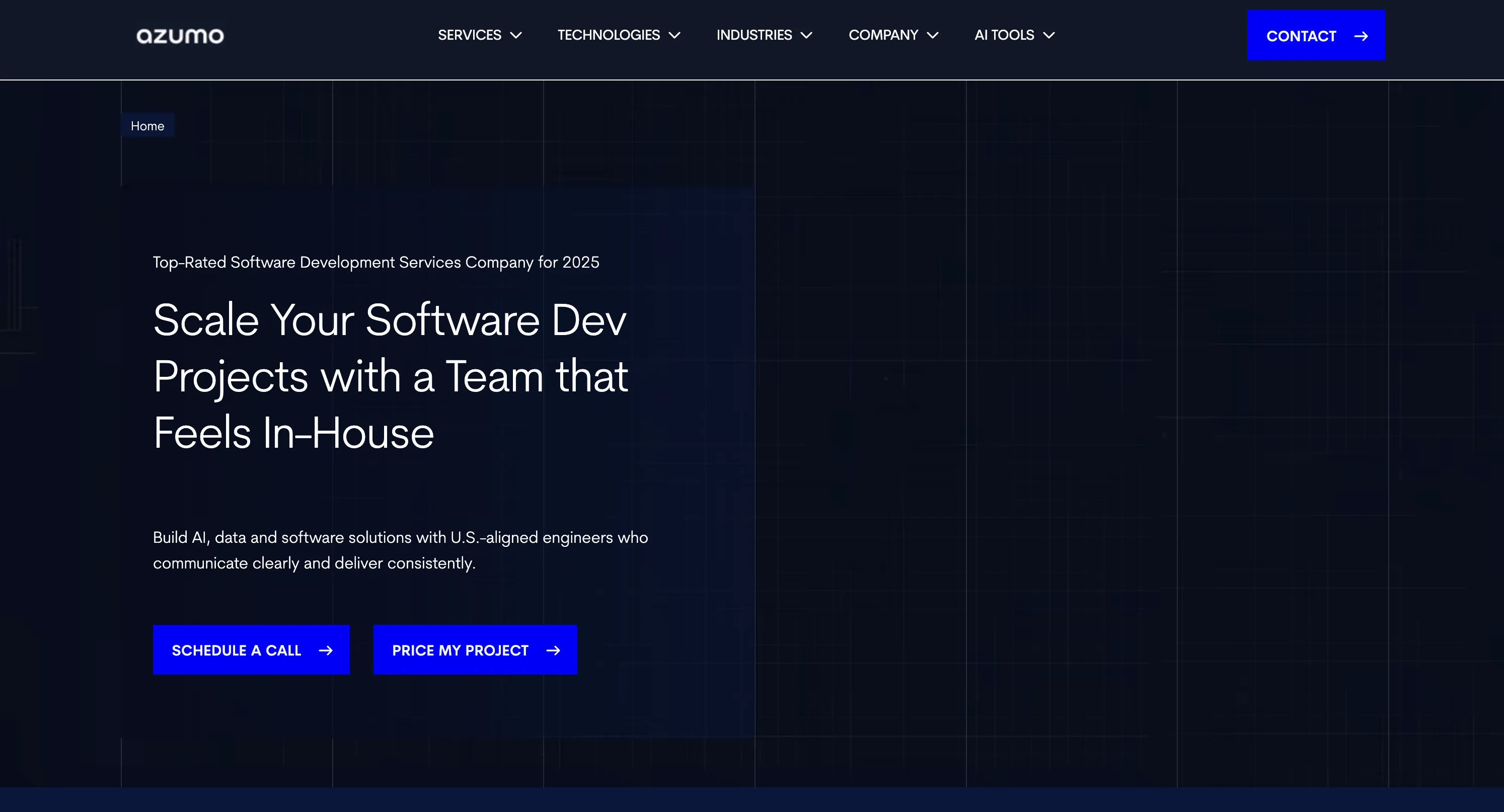 Azumo Landing Page Screenshot