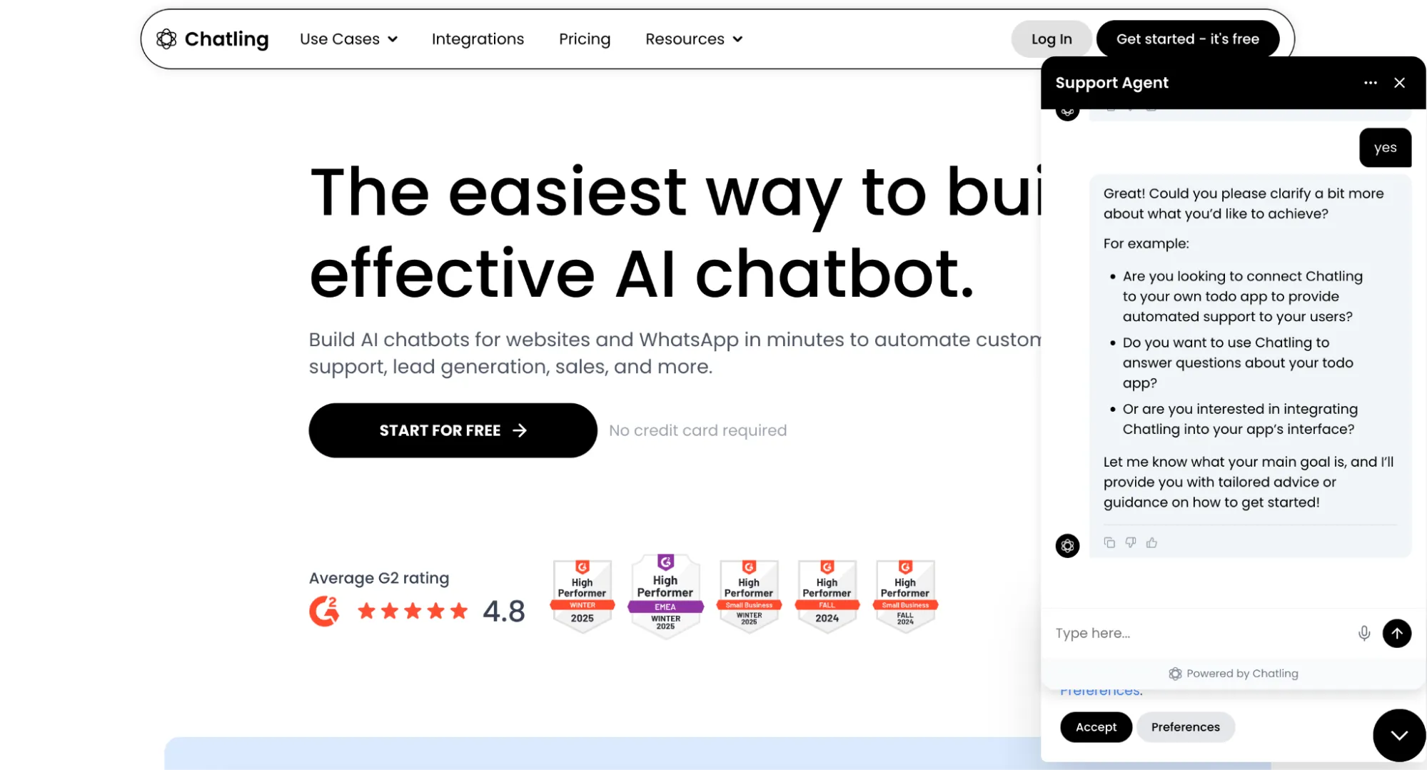 Chatling Landing Page Screenshot
