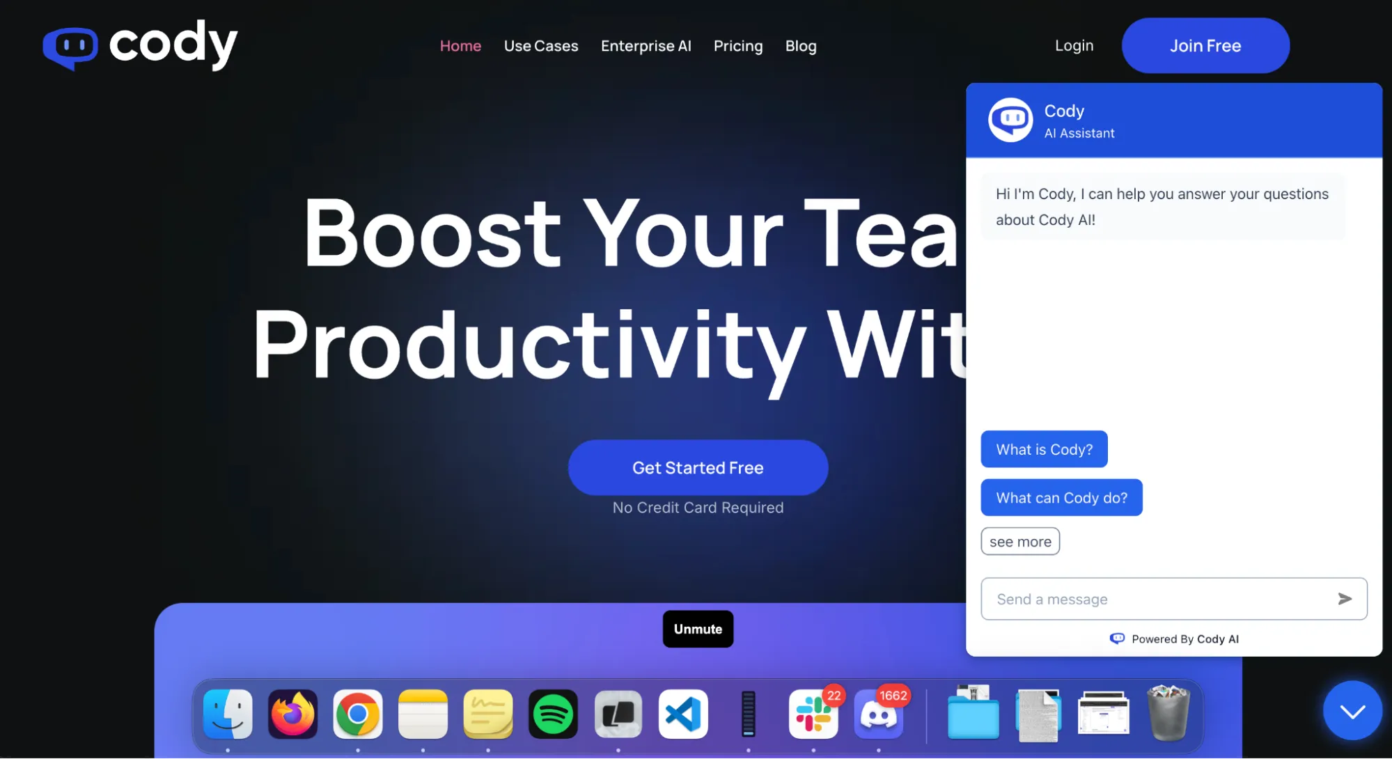 CODY AI Landing Page Screenshot