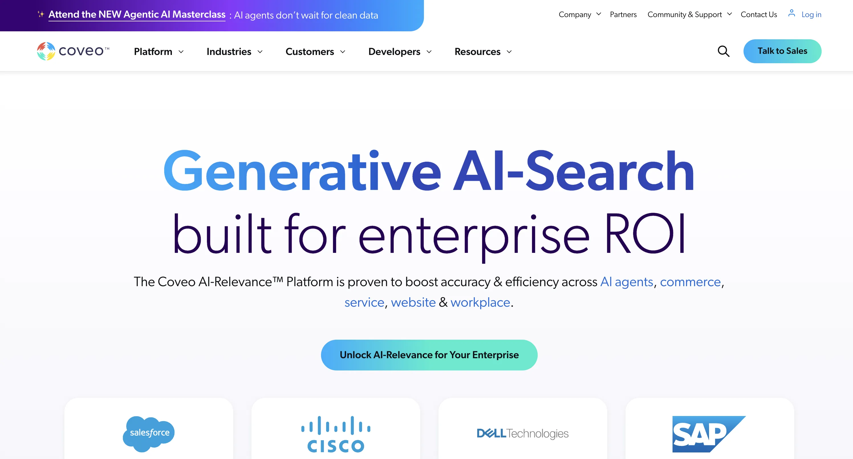 Coveo Landing Page Screenshot