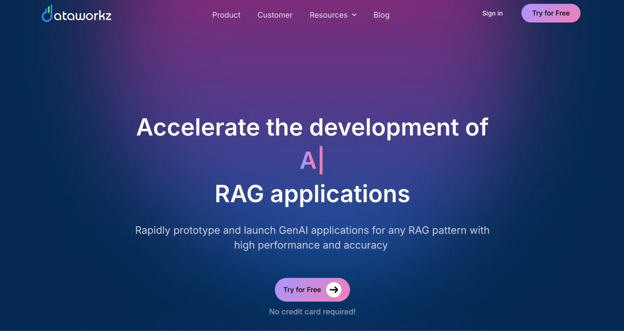 Dataworkz Landing Page Screenshot