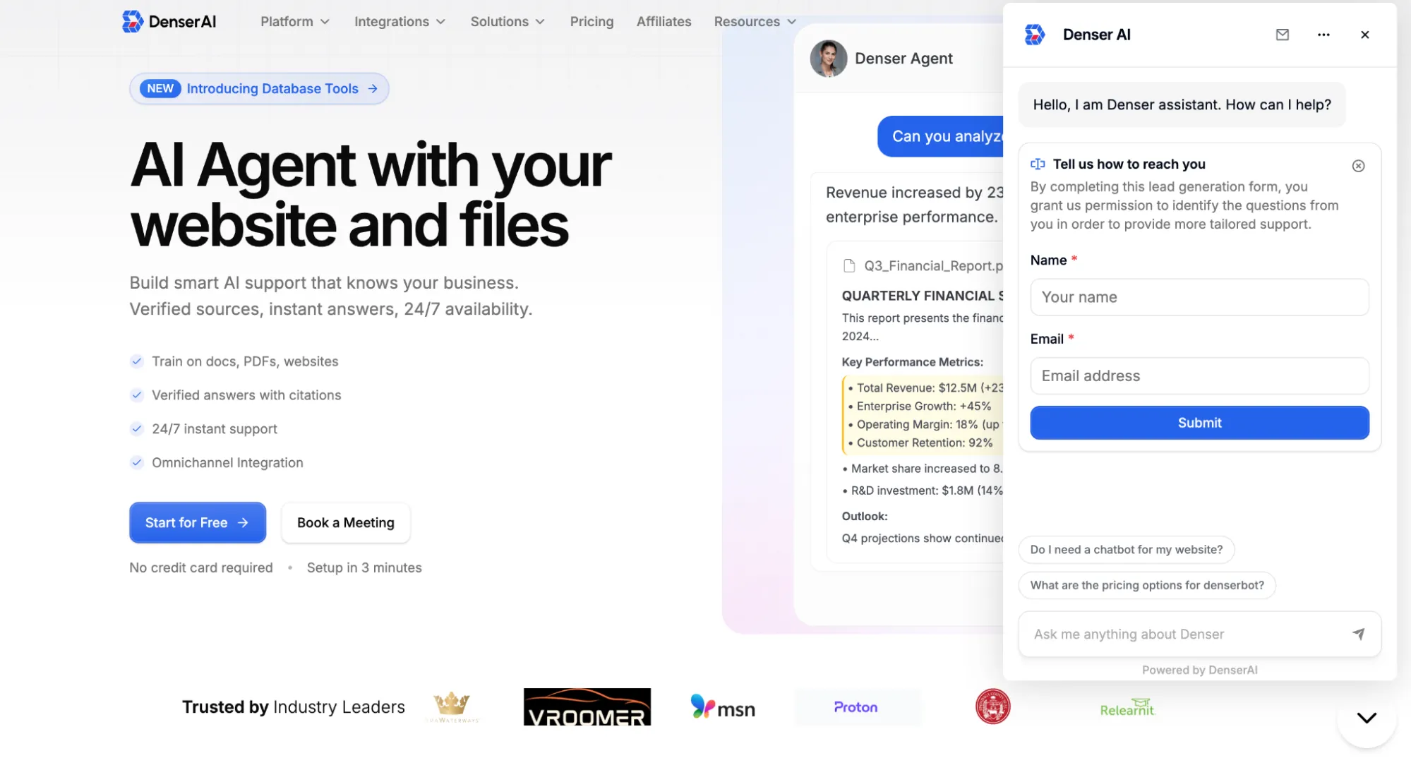 Denser.ai Landing Page Screenshot