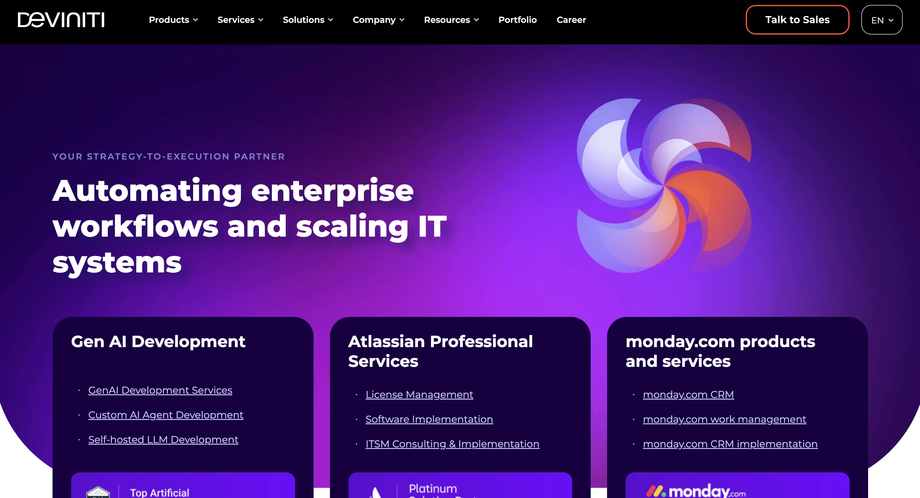 Deviniti Landing Page Screenshot
