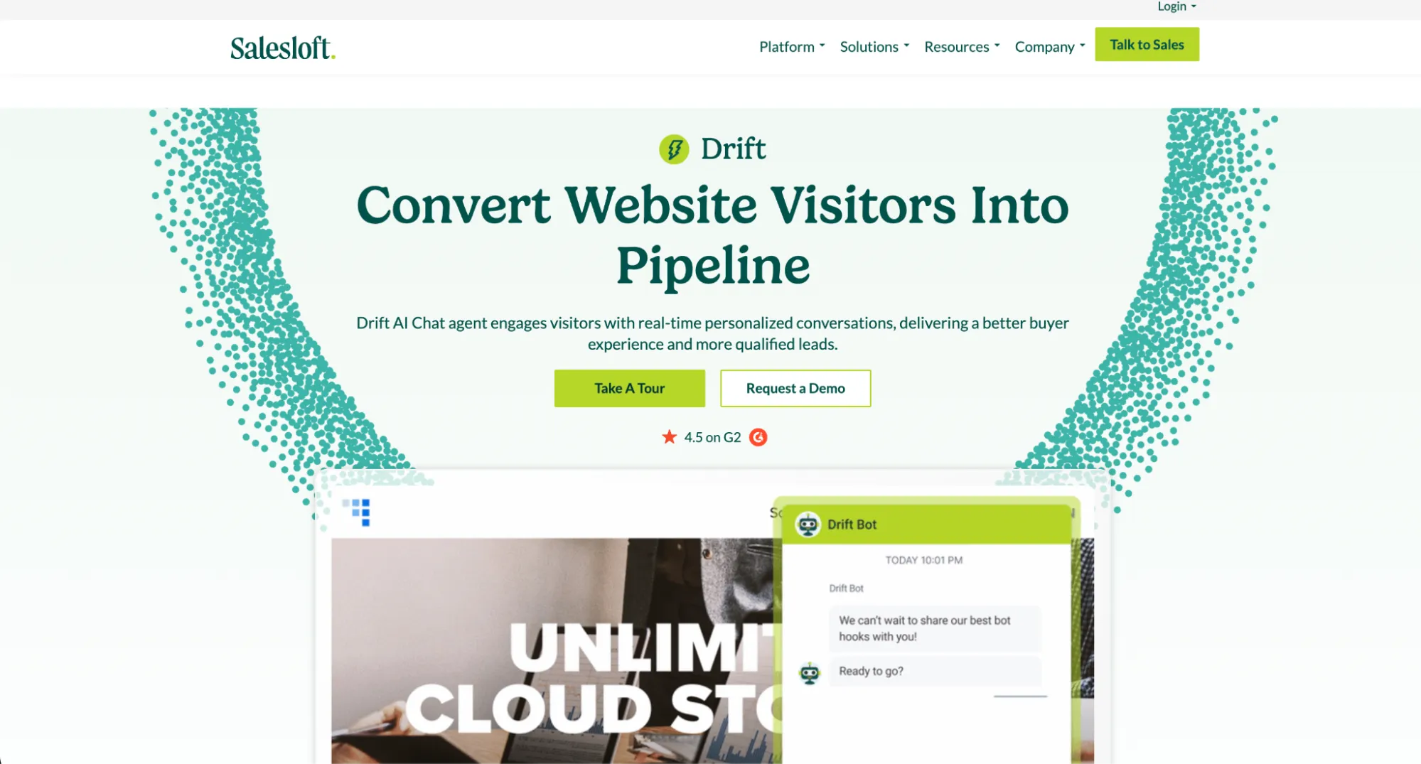 Drift Landing Page Screenshot