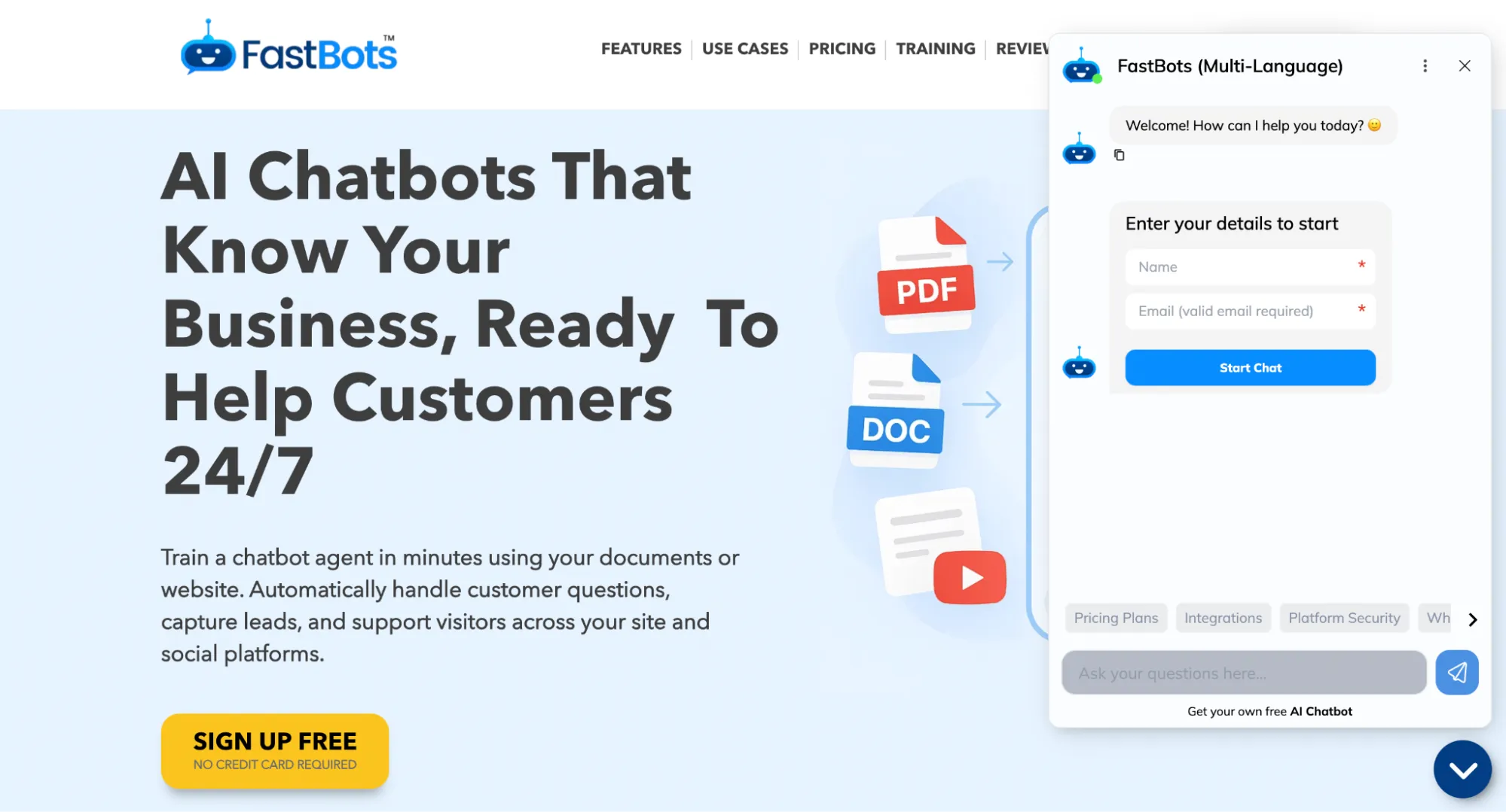 Fastbots Landing Page Screenshot