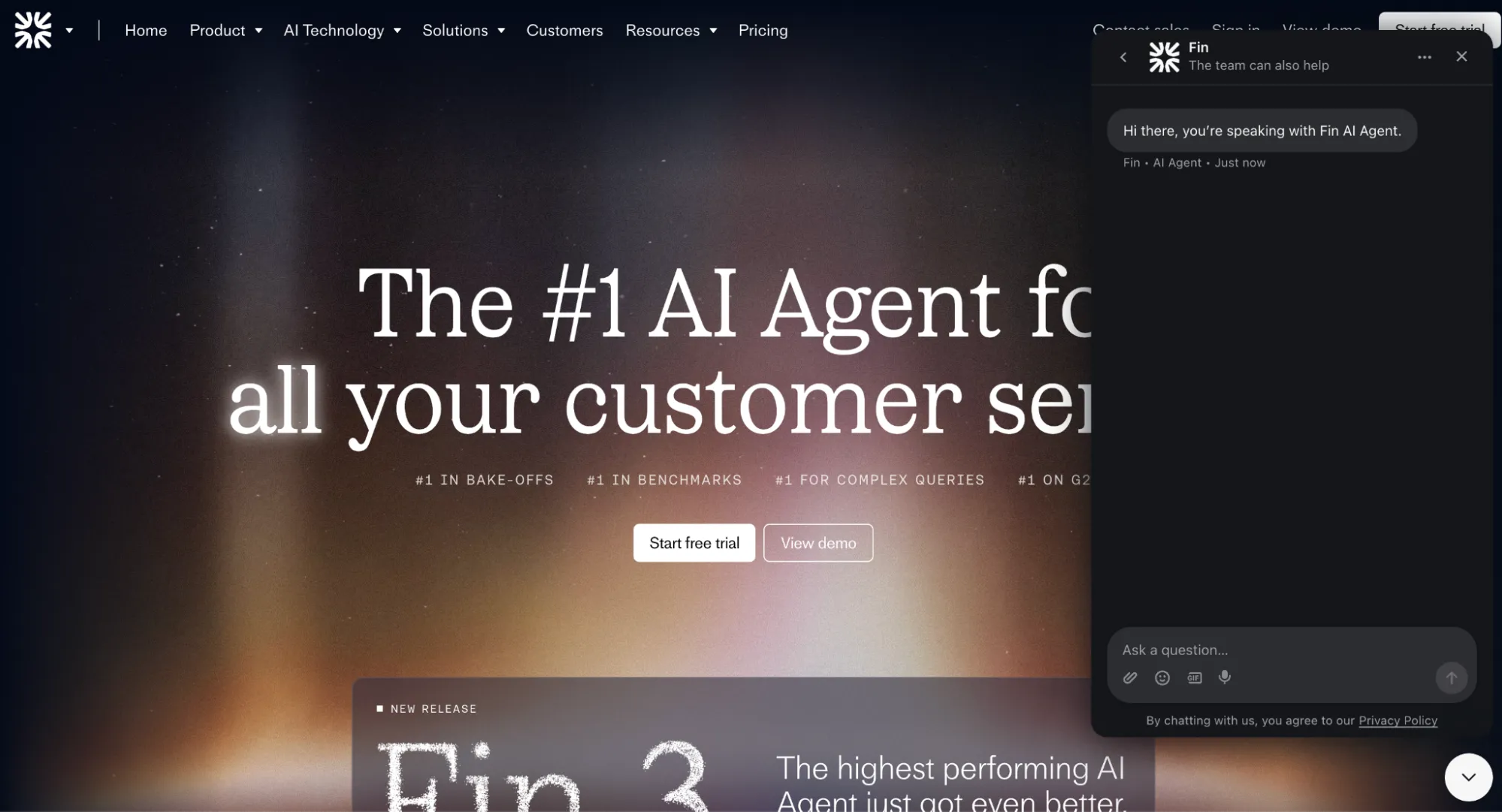 Fini AI Landing Page Screenshot