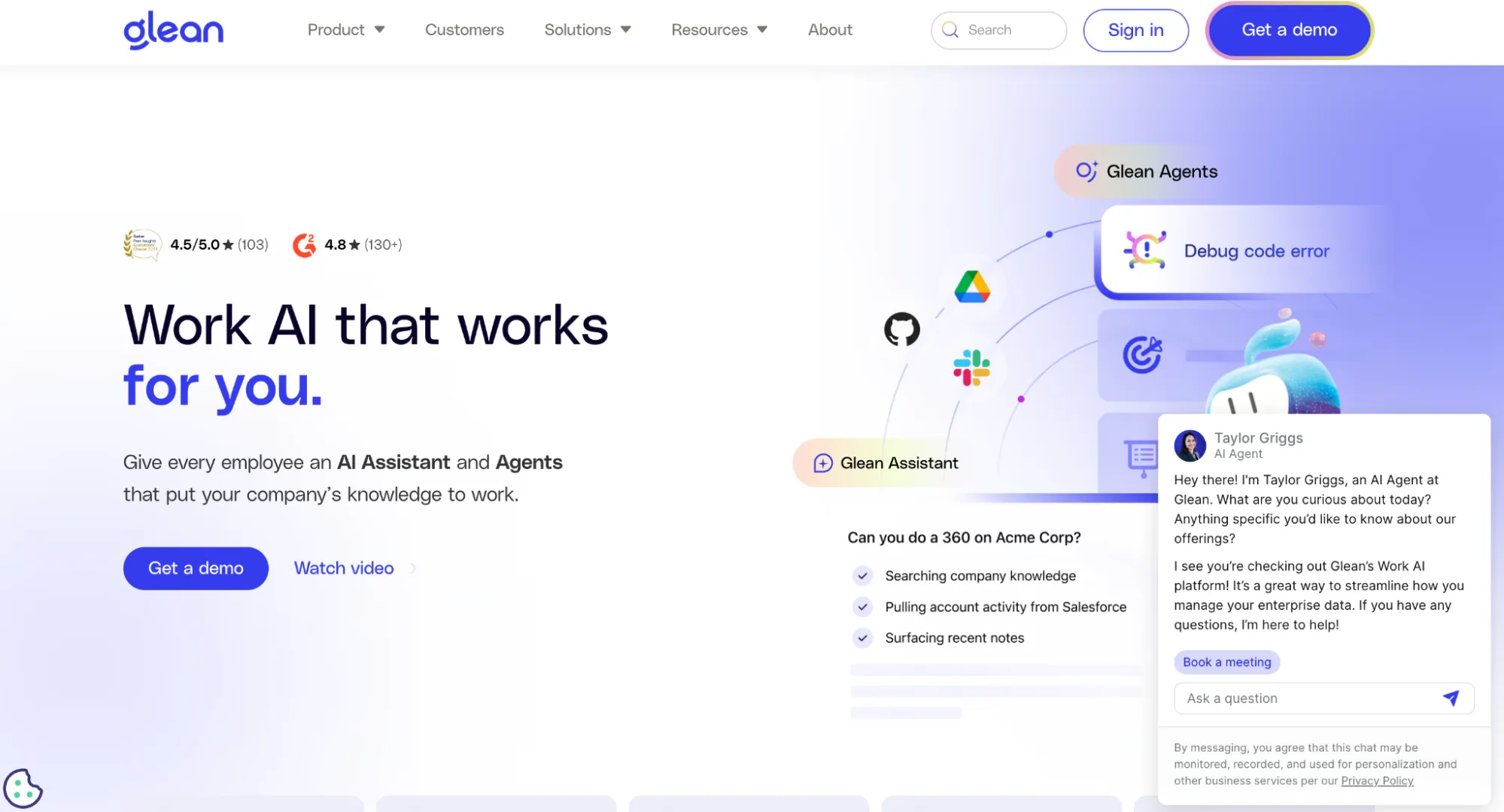 Glean Landing Page Screenshot