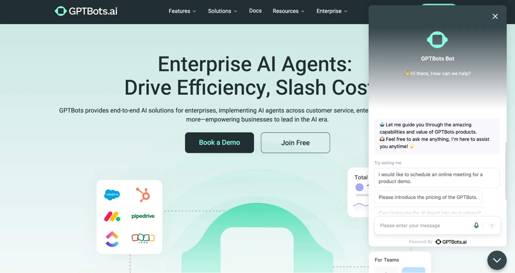 GPTBots.ai Landing Page Screenshot