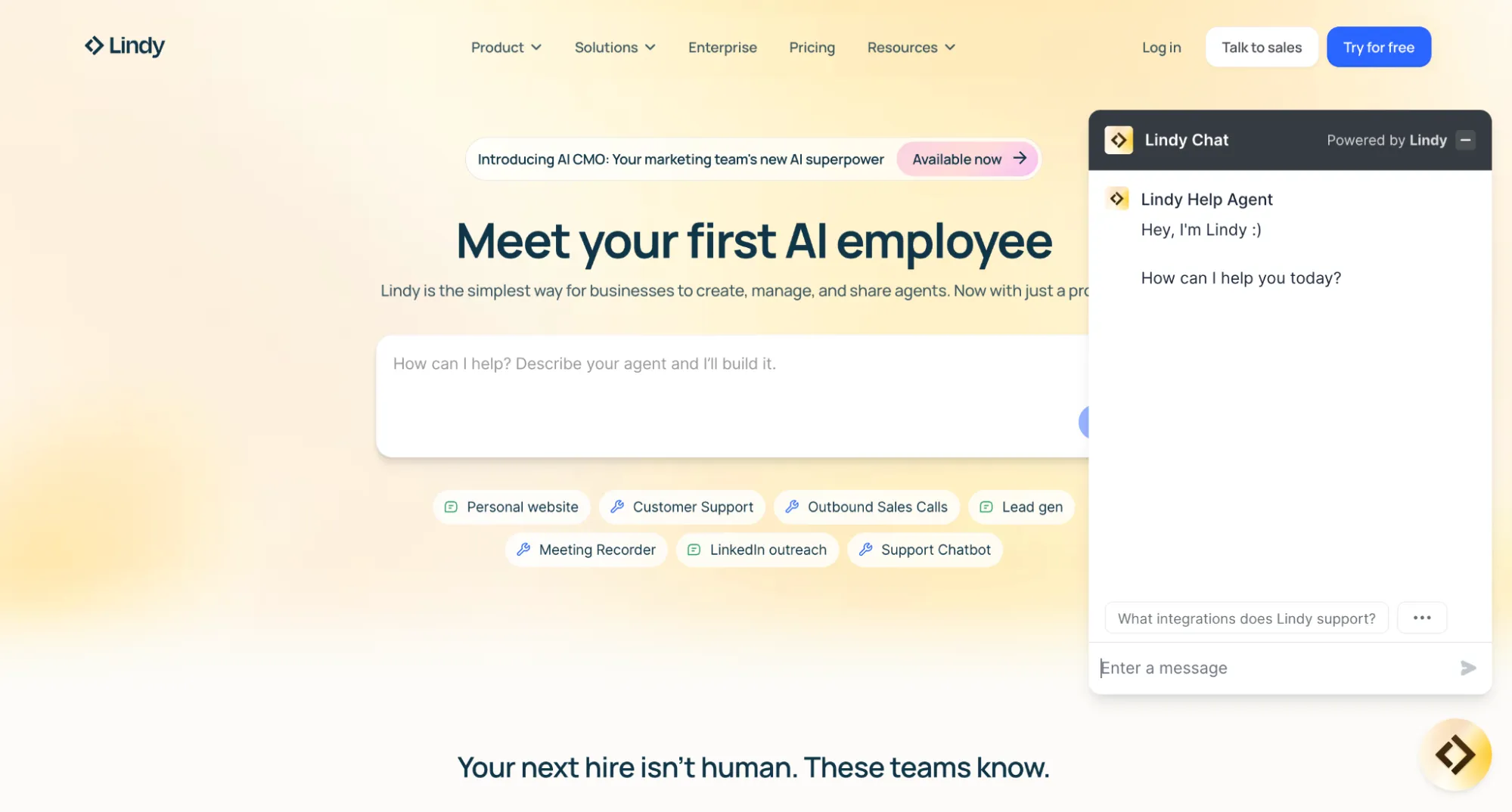 Lindy.ai Landing Page Screenshot