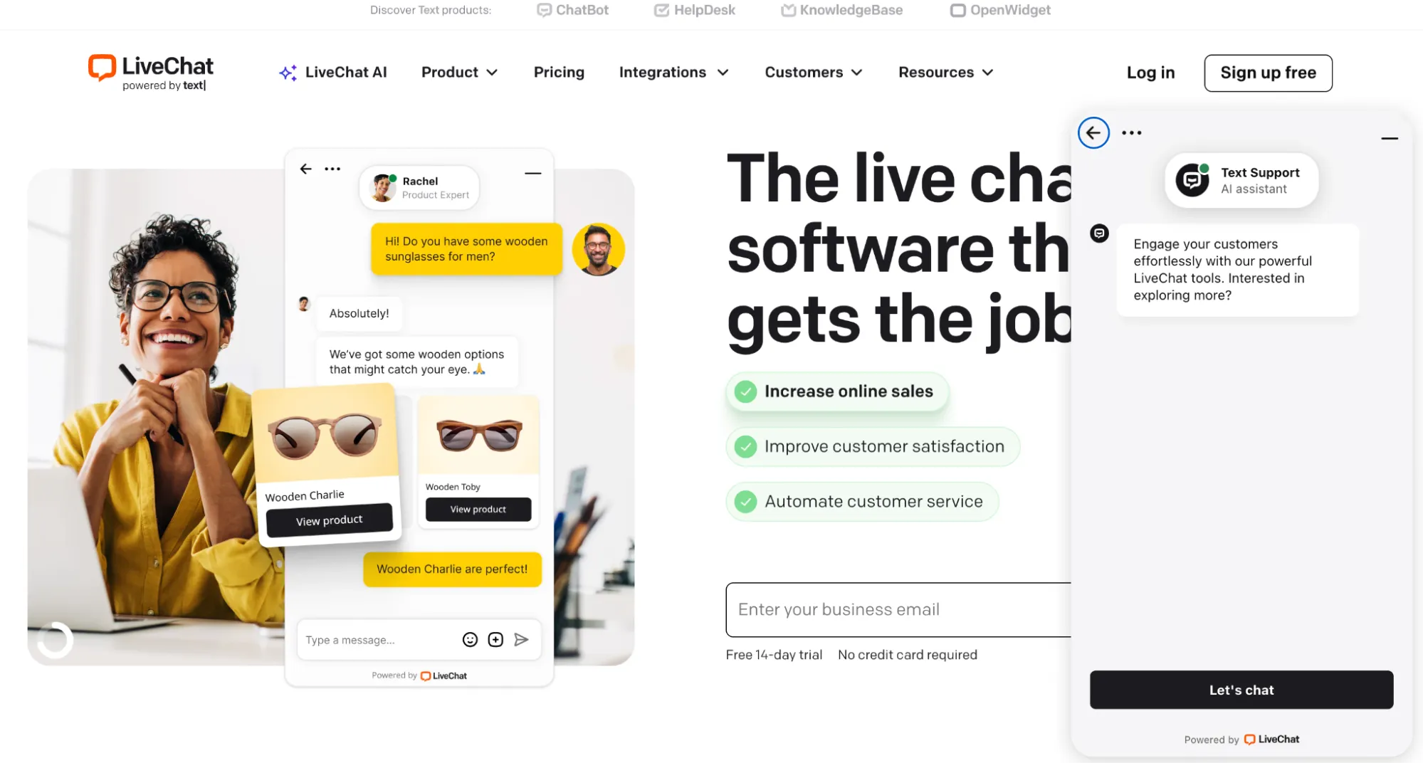 LiveChat Landing Page Screenshot