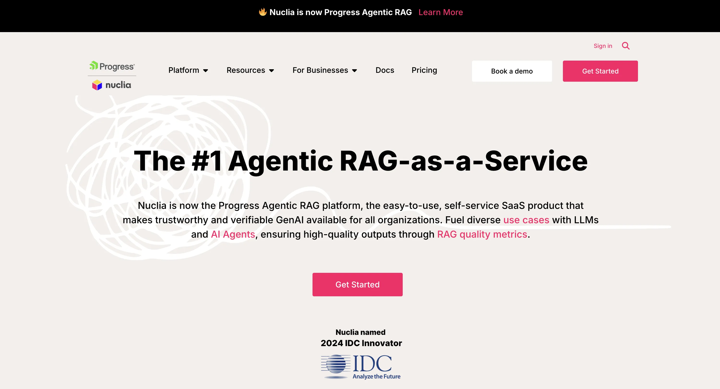 Nuclia Landing Page Screenshot