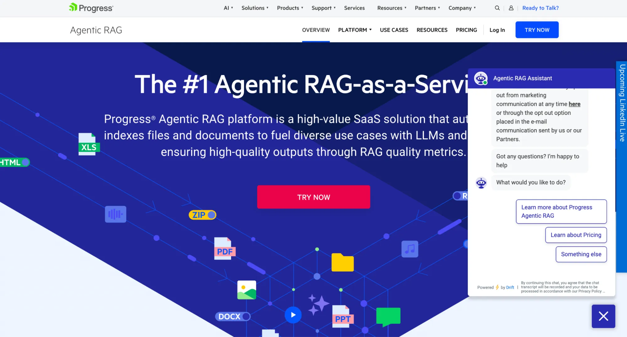 Progress Agentic RAG Landing Page Screenshot