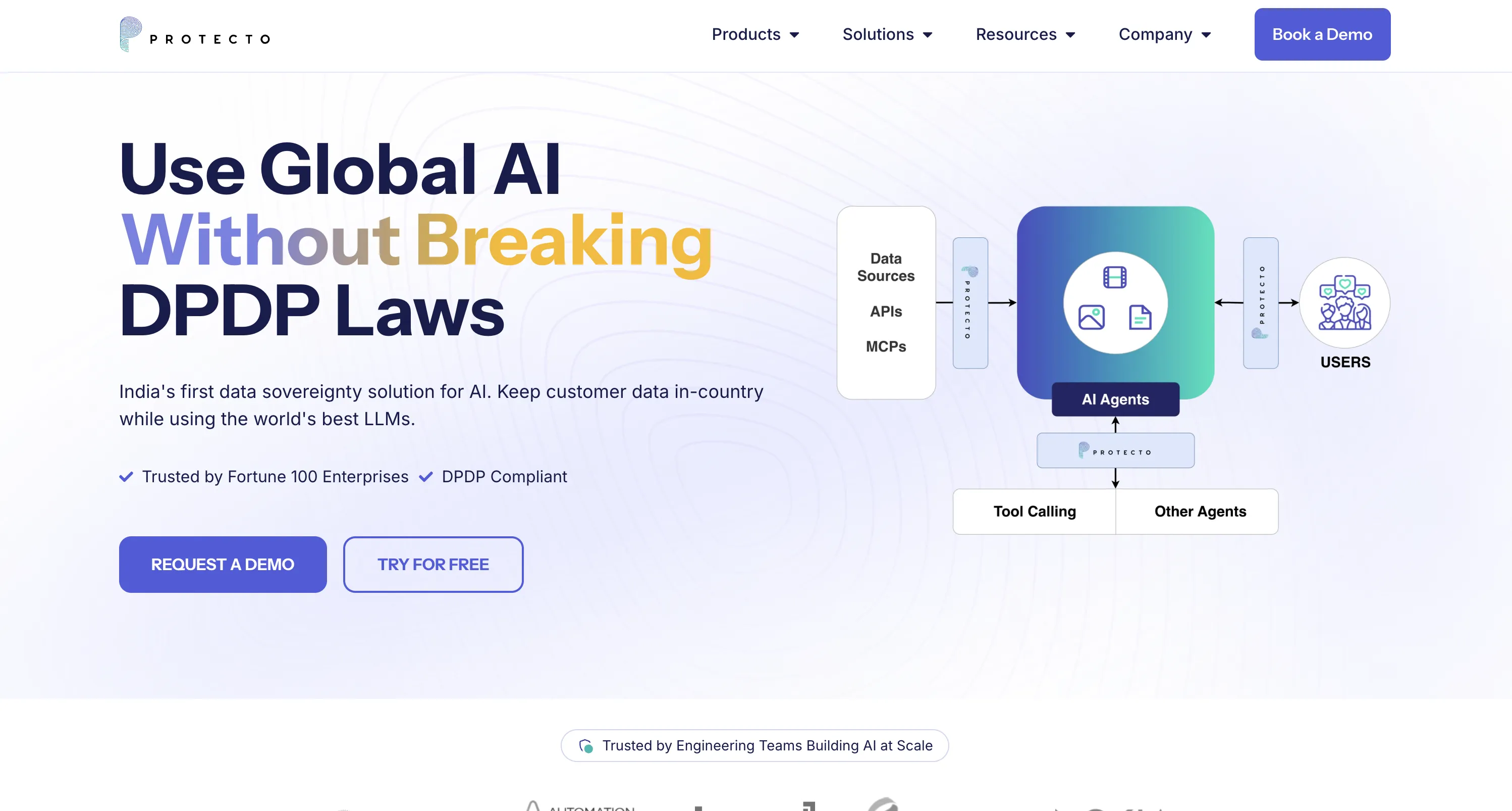 Protecto Landing Page Screenshot