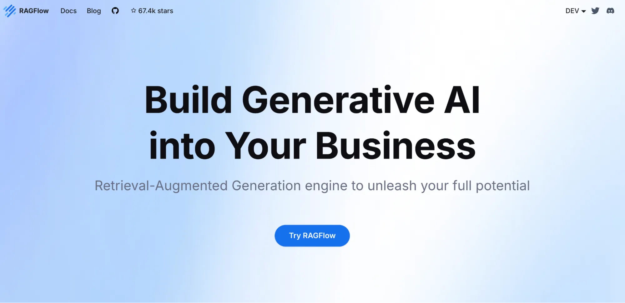 RAGFlow Landing Page Screenshot