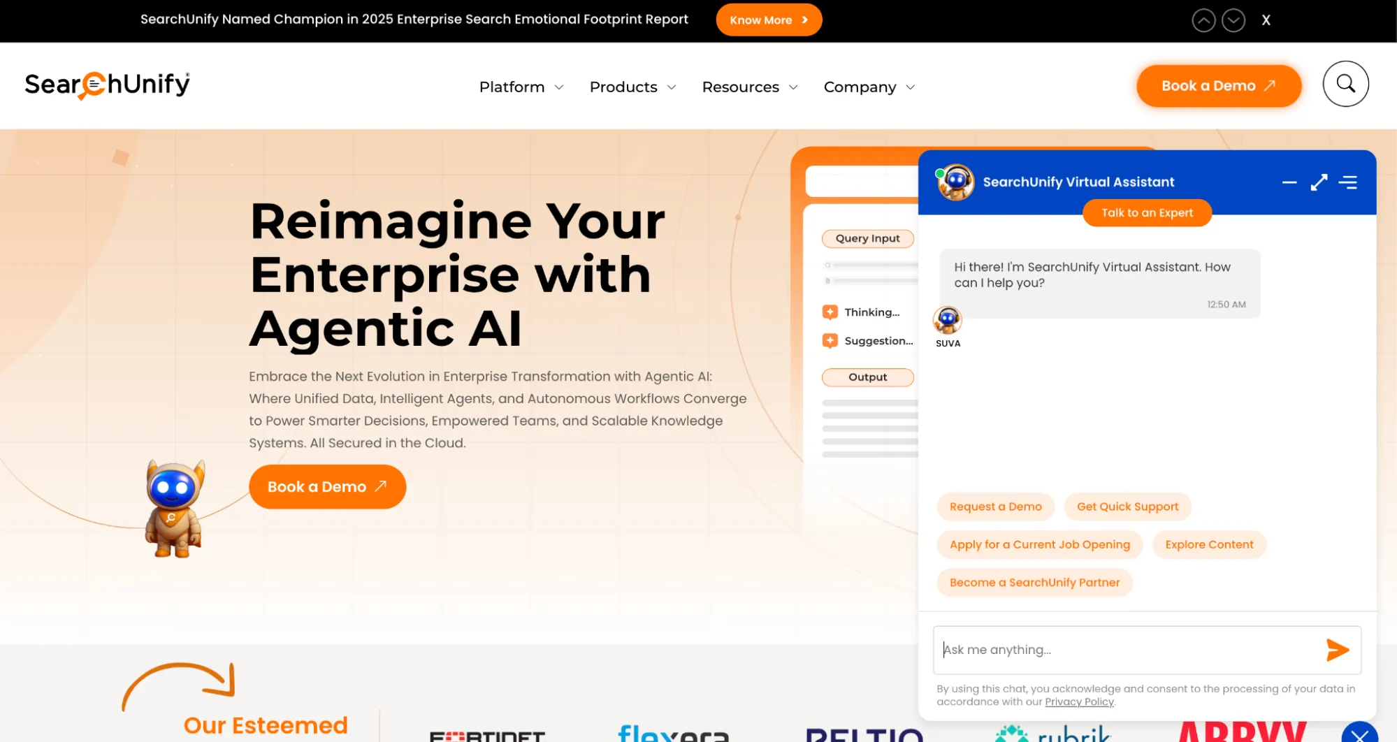 SearchUnify Landing Page Screenshot