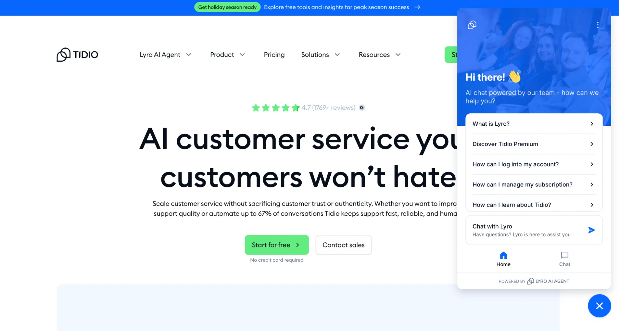 Tidio Landing Page Screenshot