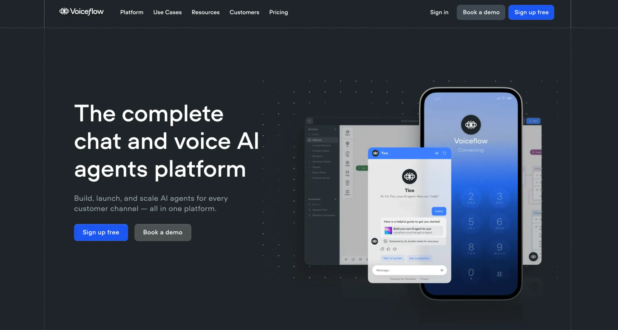 Voiceflow Landing Page Screenshot