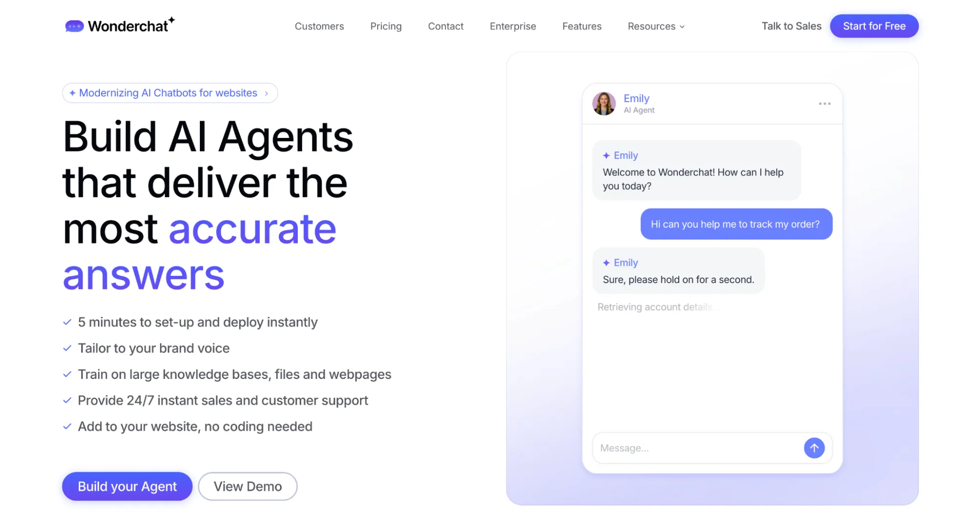 WonderChat Landing Page Screenshot
