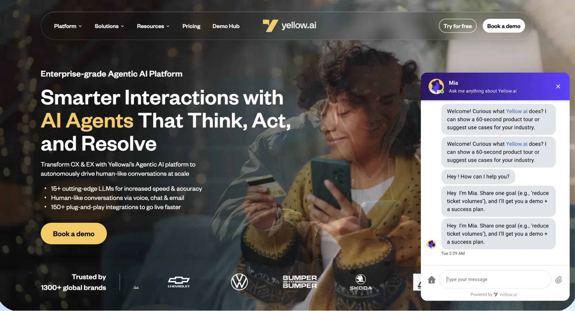 Yellow.ai Landing Page Screenshot